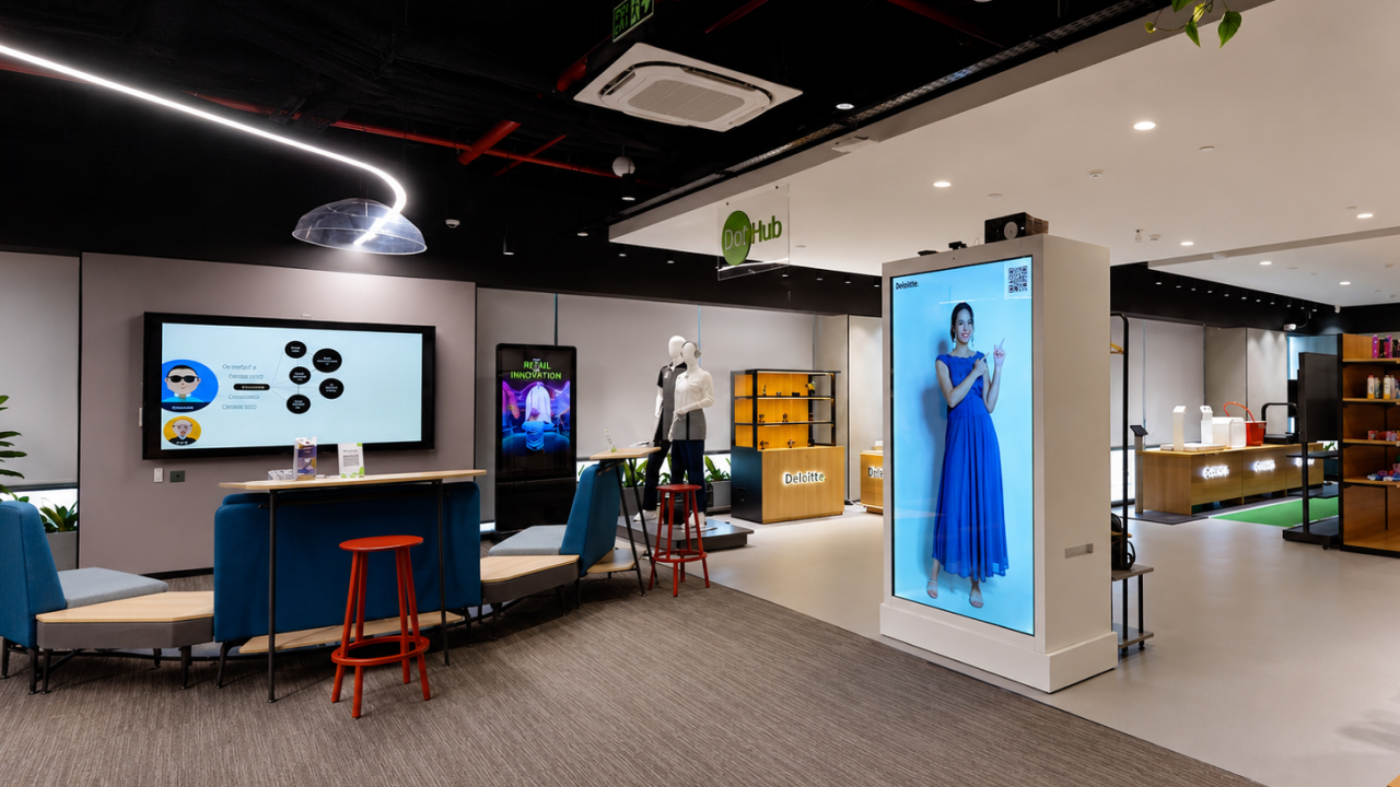kiosk displayed inside a smart retail experience centre